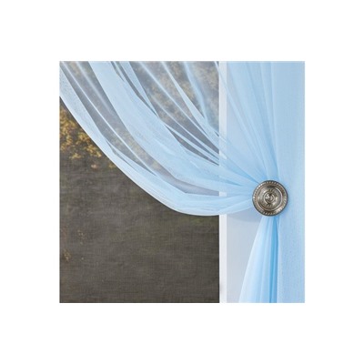 Тюль на ленте MICASA Alessa 300х280 см, 1 шт., цвет голубой