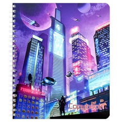 Тетрадь Copybook, 80 л. клетка, арт. 61249/ НОВЫЙ МИР /165х203 мм, гребень по длинной стороне, мелованный картон 190 г/м², полноцветная печать, обложка - печать по фольге, выборочный ТВИН УФ-лак,