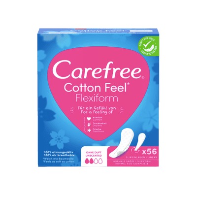 Carefree Slipeinlage Cotton Feel Flexiform ohne Duft 56 St, Карефри Ежедневные прокладки с хлопком Флексиформ 56шт, 50 упаковок (2800 штук)