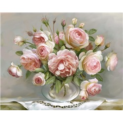 Розы в стеклянной вазочке (худ. Бузин И.) Вышивка крестиком 40х50