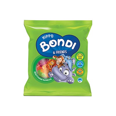 «HIPPO BONDI & FRIENDS», мармелад жевательный с соком ягод и фруктов, 30 г