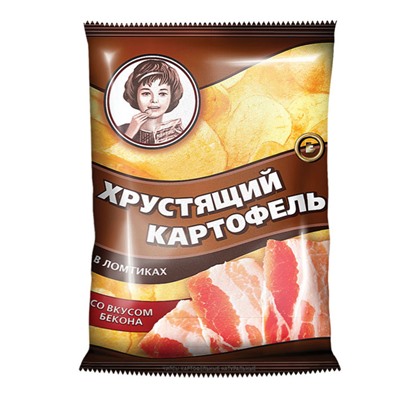 «Хрустящий картофель», чипсы со вкусом бекона, произведены из свежего картофеля, 160 г