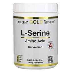 California Gold Nutrition, L-серин, AjiPure, порошок без ароматизаторов, 1 кг (2,2 фунта)