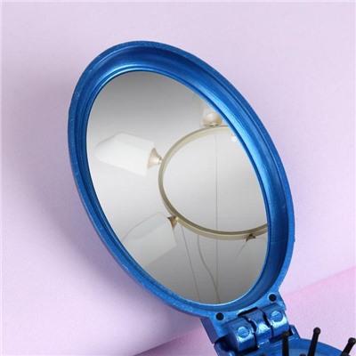 Расчёска массажная, складная, с зеркалом, 5,5 × 9 см, цвет МИКС