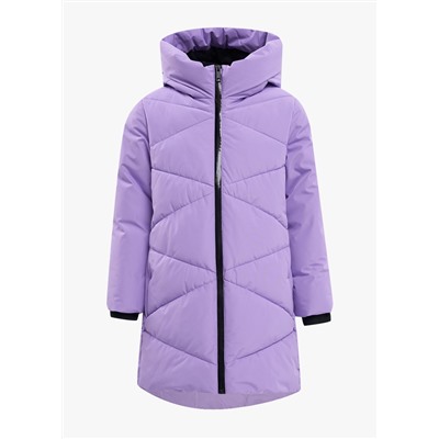 Пальто фиолетовое стеганое с капюшоном