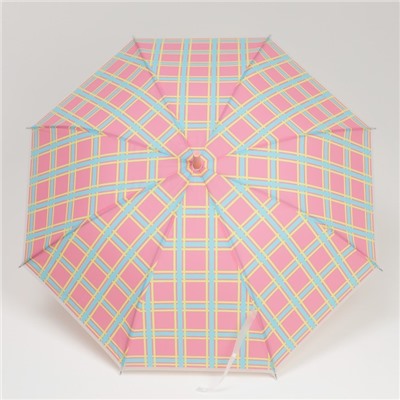 Зонт - трость полуавтоматический «Клеточка», 8 спиц, R = 47 см, цвет МИКС