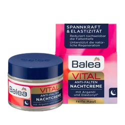 Balea  Vital Anti-Falten Nachtcreme, Крем ночной для лица восстанавливающий с гиалуроновой кислотой и аргановым маслом, 50 мл