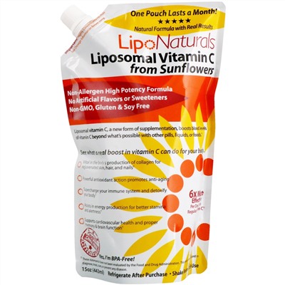 Lipo Naturals, Липосомальный витамин C из подсолнечника, 443 мл (15 унций)