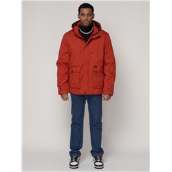 Куртка зимняя мужская классическая стеганная оранжевого цвета 2107O