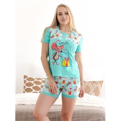 Пижама с шортами ПЖ 702-М (Ментол/Мышки)