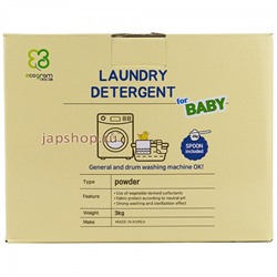 Ecogram Baby Высококонцентрированный стиральный порошок, для детского белья, 90 стирок, 3 кг(8809329708299)