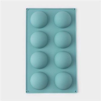 Форма силиконовая для выпечки Доляна «Полусфера», 29×17 см, 8 ячеек, d=5,8 см, цвет МИКС