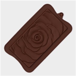 Форма для шоколада силиконовая Доляна «Роза», 17,5×10,5×1 см, цвет шоколадный