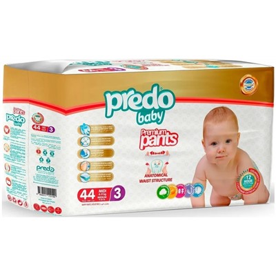 Predo Подгузники-трусики Baby № 3 (4-9 кг.) 44 шт