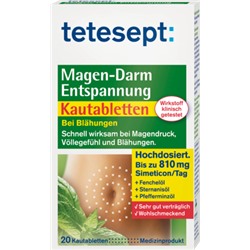 tetesept Magen-Darm Entspannung Kautabletten Желудок - расслабление кишечника Жевательные таблетки	, 20 шт