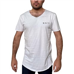 Белая мужская футболка KSCY – молодежная модель в стиле гранж №221