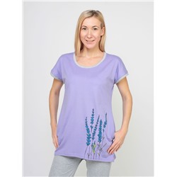 Фиолетовая домашняя футболка (туника) "Лаванда" женская (50426)