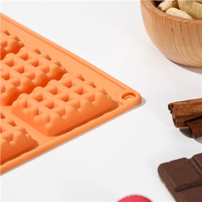 Форма силиконовая для шоколада Доляна «Вафли», 17×30×1 см, 20 ячеек, цвет МИКС