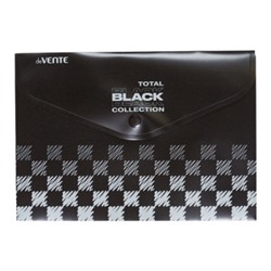 Папка-конверт на кнопке "TOTAL BLACK" A5 (240x180 мм) 180 мкм, непрозрачная черная с дизайном, индив