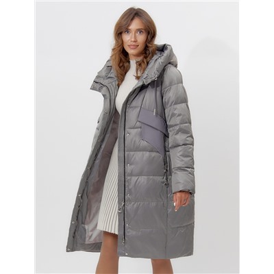 Пальто утепленное женское зимние серого цвета 11201Sr