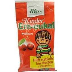 EM Eukal Kinder Bonbons Wildkirsche Витаминные леденцы со вкусом дикой вишни без сахара, 75 г