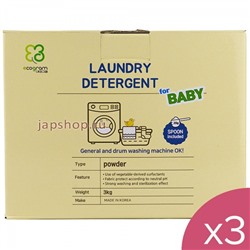 Комплект: 708299 Ecogram Baby Высококонцентрированный стиральный порошок, для детского белья, 90 стирок, 3 кг.х3шт.