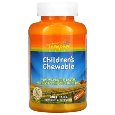 Томпсон, детские жевательные таблетки, «Вкусный пунш», 120 жевательных таблеток