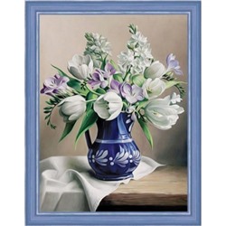 Алмазная живопись 30х40см Белые тюльпаны
