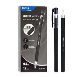 Ручка гелевая чёрная 0,5мм Arris, пулевидный узел, корпус круглый пластик с покрытием Soft Touch, пл