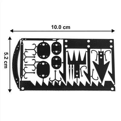 Кредитка-мультитул выживания 25-в-1 (черная) - Многофункциональный набор инструментов для выживания в виде кредитки - 25 функций! Создан, чтобы помочь выжить в экстренной ситуации, вне зависимости от условий местности №1308