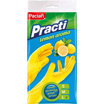 Paclan Пара резиновых перчаток с ароматом лимона (M) желтые 0018