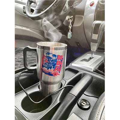 Большая термокружка в машину «МВД» – горячий чай/кофе через 15 минут после подключения к прикуривателю №55