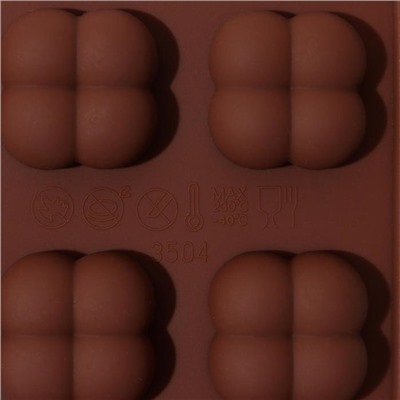 Форма силиконовая для льда и кондитерских украшений Доляна «Креоль», 21×10,5×2,5 см, 15 ячеек, цвет шоколадный