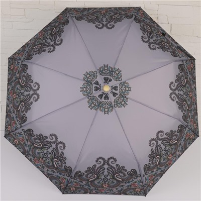 Зонт полуавтоматический «Цветочный узор», 3 сложения, 8 спиц, R = 47 см, рисунок МИКС