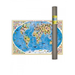 Карта настенная в тубусе.Мир для детей. Страны и народы мира (101х69 см) ламинированная