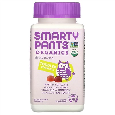 SmartyPants, Organics, комплекс для малышей, вишня и ягодный микс, 60 вегетарианских жевательных таблеток