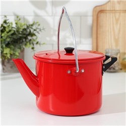 Чайник-котелок с декоративным покрытием, 2,5 л, цвет красный