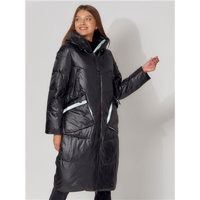 Пальто утепленное зимнее женское  бирюзового цвета 442155Br