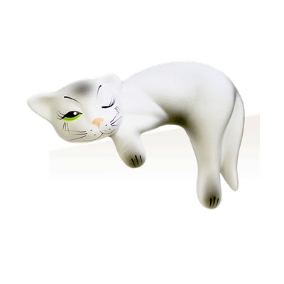 Кошка на полку Соня 19 см белая с серым матовая