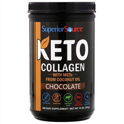 Superior Source, Keto Collagen Powder with MCTs, Chocolate, 14 oz (397 g)