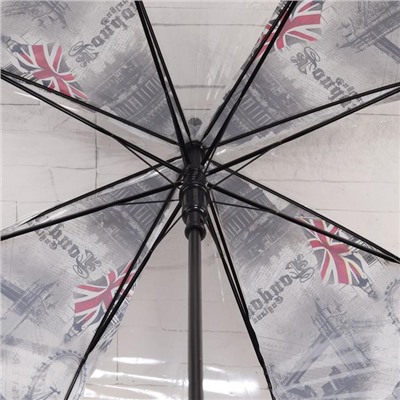 Зонт - трость полуавтоматический «Города», 8 спиц, R = 40 см, рисунок МИКС