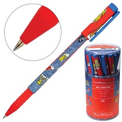 Ручка шариковая синяя 0,5мм FunWrite Кеды разноцветные, резиновый держатель, колпачок с клипом, цвет
