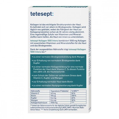 tetesept (тетесепт) Kollagen 1000 mg Коллаген 1000 интенсив 30 шт