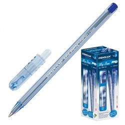 Ручка шариковая синяя 1,0мм MY-PEN, круглый корпус, тонированный, на масляной основе
