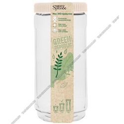 Банка "Green" 1,1л молочн.винт.крыш, (d10 h20см) (