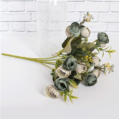 Веточка декоративная Камелия Мармеладка 30 см изумрудные цветы