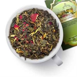 Чай зеленый "Царский подарок" Зеленый китайский чай с лепестками роз, плодами облепихи, кусочками ананаса и клубники,  с ароматом Айвы.