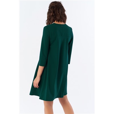 Платье короткое свободное темно-зеленое