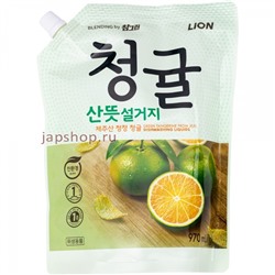 CJ Lion Chamgreen Средство для мытья посуды, зеленый цитрус, мягкая упаковка, 970 мл(8806325623649)