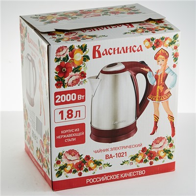 Чайник электрический 2000 Вт, 1.8 л ВАСИЛИСА ВА-1021 красный
